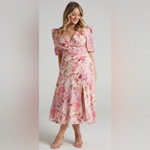 🆕 Puff Sleeve Floral Midi Dress